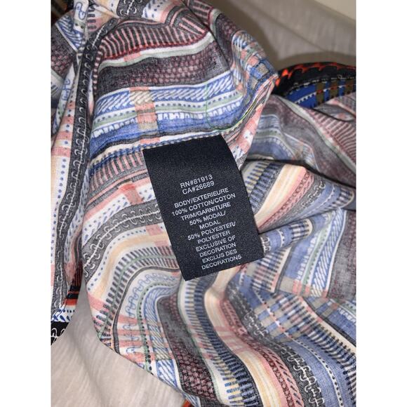 Robert Graham Shirt Mens Sz Large Flip Cuff Multicolor Striped Preppy Art Deco - Picture 7 of 9